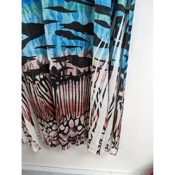 Cover Charge Maxi Skirt Size M Blue Black Pink Animal Print Stretch Modest - Picture 2 of 5